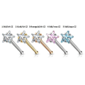 Miniatyrbilde 1 av 10: 1  Näspiercing i IP Pläterad 316L stål med 3 mm Stjärnformad CZ 4  Stål/ Rosa