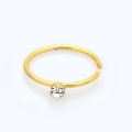 Pikkukuva 1 / 2: 9 mm Piercing ring i Guldpläterad 316L  stål med vit CZ x 1