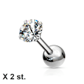 Miniatyrbild 1 av 3: Obs 2 Tragus/Cartilage Piercing med 3 mm.CZ  i Titanium IP stål