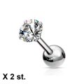 Pikkukuva 1 / 3: Obs 2 Tragus/Cartilage Piercing med 3 mm.CZ  i Titanium IP stål