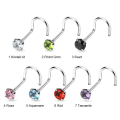 Miniatyrbillede 2 af 2: 1 stk. Påskruet næsepiercing i 925 sterling sølv med 3 mm zirkon 4 rosa