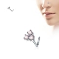 Miniatyrbild 3 av 4: 1 L-Formad näspiercing i 316L kirurgiskt stål med 3  CZ (3 val) 2 Rosa