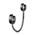 Miniatyrbillede 1 af 10: Tragus Linked kæde med Hoops øreringe i IP-316L kirurgisk stål 2 Svart