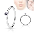 Miniatyrbillede 7 af 7: Piercing ring i  316L Kirurgiskt stål med cubik zirkon 3 Rosa
