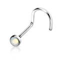Pikkukuva 1 / 3: Skruvbar näspiercing Grade 23 Titanium med"press fit"2 mm Opalit