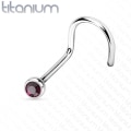 Miniatyrbillede 2 af 11: Påskruet næsepiercing i Grade 23 Titanium med "press fit" zirkon 3 blå