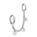 Miniatyrbillede 5 af 6: Barbell Linked kæde i IP-Titanium Plated stålring og hvid CZ
