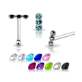 Miniatyrbilde 1 av 2: 1 st. Näspiercing i 925 silver med 3  stenar nr 3 Aquamarin(R) LightBlue nr 3  Aquamarin