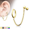 Miniatyrbillede 2 af 10: Tragus Linked kæde med Hoop øreringe i IP-316L kirurgisk stål 4 Stål