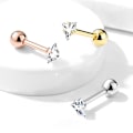 Miniatyrbillede 2 af 5: Tragus/Cartilage Piercing i IP-316L stål  4 mm, Trekantigt CZ 2 Guld