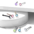 Pikkukuva 2 / 11: 1 Näspiercing i 316 Kirurgiskt stål med "Glow in the dark" sten 1 Stål/Ametist