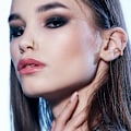 Miniatyrbild 4 av 6: Böjbar Piercingring i IP Rödguldpläterad kirurgiskt stål 5  CZ Rött guld