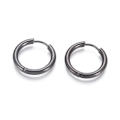 Miniatyrbillede 1 af 2: 1Par 18 mm Hoops örhängen i Svartpläterad 316L kirurgiskt stål Titanium grey