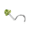 Miniatyrbilde 6 av 8: Påskrudd nesepiercing i 316L stål med 3 mm hjerteformet zirkon 5 aquamarine