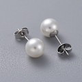 Miniatyrbillede 1 af 2: Studs Örhängen  i  316L Kirurgiskt stål c:a 12 mm vit pärla