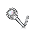 Miniatyrbillede 7 af 10: 1 St. L-Formad näspiercing i 316L kirurgiskt stål med Opal 5 Stål/Rosa Opal