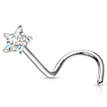 Miniatyrbillede 6 af 9: 1 påskruet næsepiercing i 316L stål med 3 mm stjerneformet CZ 5 Roseguld/vit CZ