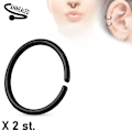 Miniatyrbilde 1 av 9: 2 stk. 10 mm Piercing ring i glødet 316L kirurgisk stål (8 valg) 5 Svart