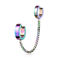 Miniatyrbillede 1 af 3: Tragus Linked kæde med Hoops øreringe i IP-316L kirurgisk stål