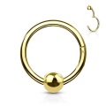 Pikkukuva 4 / 8: 10 mm Segment Ring i IP 316L kirurgiskt stål med kula 1 Guld