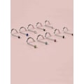Miniatyrbilde 1 av 3: SALG::REA_Pack10 Påskruede nesepiercinger i 316L stål 10 farger