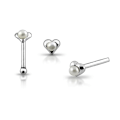 Pikkukuva 2 / 2: 1 st. Hjärtfomad näspiercing i silver med strass sten (r) 11 vit pärla