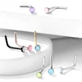 Miniatyrbillede 1 af 11: 1 L-formet næsepiercing i 316 stål med "Glow in the dark" sten 7 Roseguld/Rosa