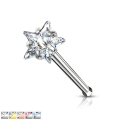 Pikkukuva 4 / 10: 1  Näspiercing i IP Pläterad 316L stål med 3 mm Stjärnformad CZ 5 Stål / aquamarine CZ