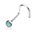 Pikkukuva 5 / 5: 1 st. Skruvbar näspiercing i 316L stål med"press fit"2 mm Opalit 4 Rosa