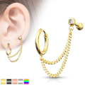 Miniatyrbillede 3 af 6: Barbell Linked kæde i IP-Titanium Plated stålring og hvid CZ