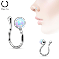 Pikkukuva 3 / 5: Clip On Opal Gem Non Piercing Nose Clip (Fake) 3 grön opal