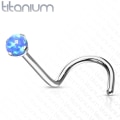 Miniatyrbild 2 av 3: Skruvbar näspiercing i Implant Grade Titanium med 3 mm. Opal 1 Vit opal