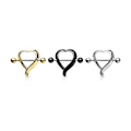 Miniatyrbillede 3 af 3: Hjerteformet Nipple Shield Ring i forgyldt 316L stål Gold
