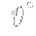 Miniatyrbillede 4 af 6: Piercing ring i hærdet 316L kirurgisk stål med cubic zirconia Multicolor