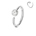 Miniatyrbillede 1 af 6: Piercing ring i hærdet 316L kirurgisk stål med cubic zirconia 1 stål