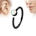 Miniatyrbild 3 av 4: Piercingring i IP-pläterad 316L kirurgiskt stål med Vit Opal 4 Rainbow
