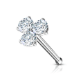 Miniatyrbilde 6 av 9: 1 St. Näspiercing i 316L Kirurgiskt stål med 3 runda CZ Azure 5 Rhodium/Aquamarine