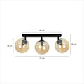 Miniatyrbillede 2 af 6: Emibig TOFI Tofi Globe loftspotlysstang sort med ravfarvet glas lampeskærm, 3x E14