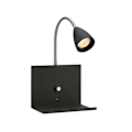 Miniatyrbillede 1 af 2: LOGI-Fleksibel hyldelampe med USB-port og lysdæmper Metal H35cm Sort Marksløjd H 35cm / L 20cm / l 20cm / ledning