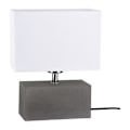 Miniatyrbild 1 av 4: Bordslampa i grå betong, rektangulär design, vit lampskärm, 1 glödlampa, STARK
