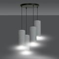 Miniatyrbillede 4 af 6: Emibig BENTE Sort nedhængt loftslampe med grå stoflampeskærm - 4x E14