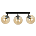 Miniatyrbillede 3 af 6: Emibig TOFI Tofi Globe loftspotlysstang sort med ravfarvet glas lampeskærm, 3x E14