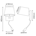 Miniatyrbillede 4 af 4: Væglampe - NABIA - Mat Sort - E27 - LED 3W - USB Port