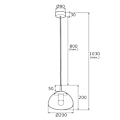 Miniatyrbillede 2 af 2: Loftlampe - Argon - TRINI - Globe 20cm - Mat Sort - Messingelementer - Glas