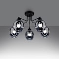 Miniatyrbillede 3 af 6: Halv forsænket loftslampe - SOLLUX - Fillan - Sort - 5 E27 lamper - Moderne design