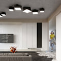 Miniatyrbillede 1 af 6: HEXA 25 Sort Moderne Loftslampe Indendørs Lampe til Soveværelse Stue E27