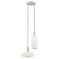 Miniatyrbillede 1 af 2: Nedhængt loftslampe 2 lys mat opal, messing stål - Argon SAGUNTO
