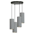 Miniatyrbillede 1 af 6: Emibig BENTE Sort nedhængt loftslampe med grå stoflampeskærm - 4x E14