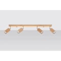 Miniatyrbillede 2 af 6: Plafonnier - SOLLUX - Berg - 4 Spots - Naturligt Træ - 80 cm - IP20