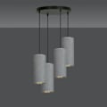 Miniatyrbillede 3 af 6: Emibig BENTE Sort nedhængt loftslampe med grå stoflampeskærm - 4x E14